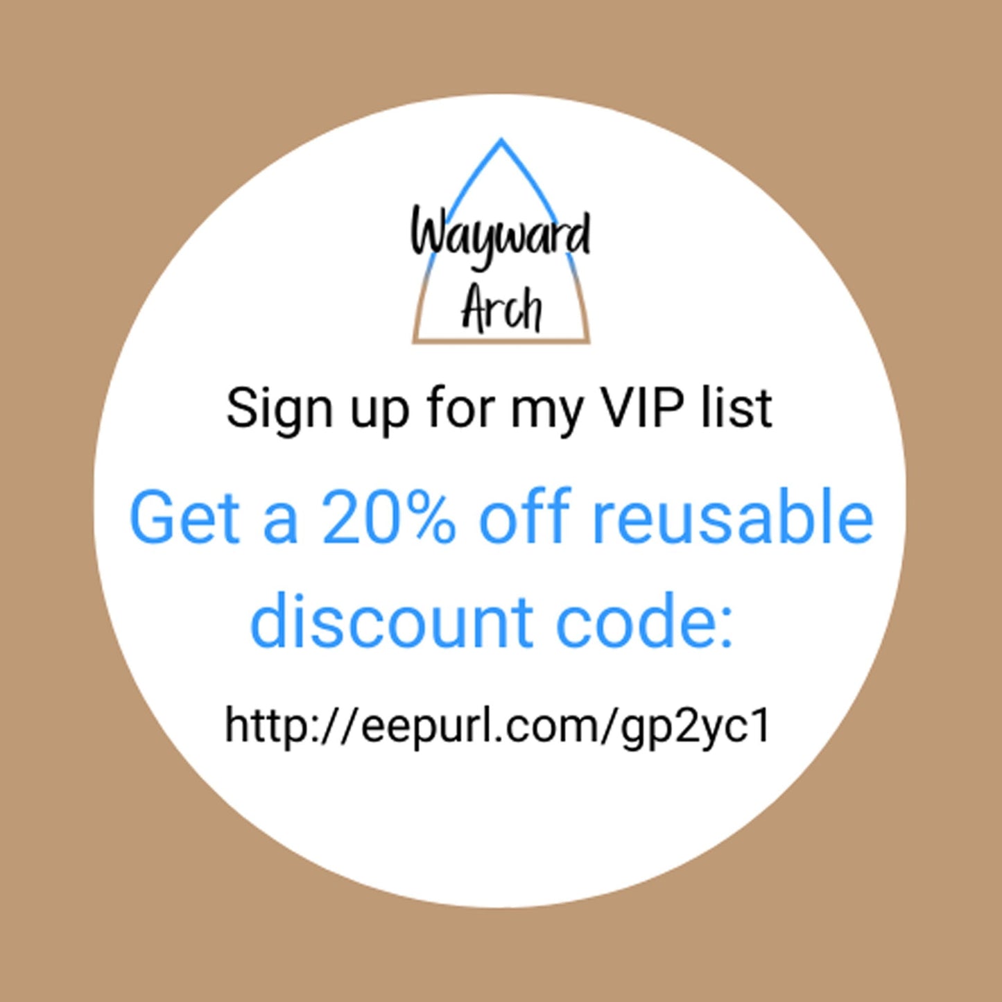 Sign up to our email list for a 20% off reusable code http://eepurl.com/gp2yc1